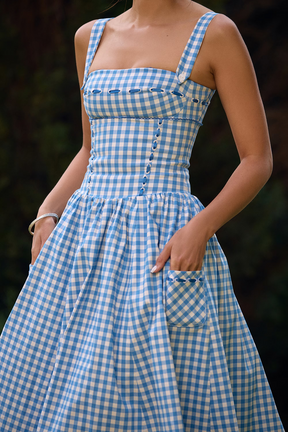Vestido Midi Xadrez Vivella Farm - GOLDEN ERA