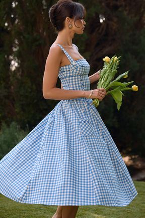 Vestido Midi Xadrez Vivella Farm - GOLDEN ERA