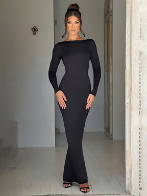 Vestido Manga Longa Costas Aberta Empina Bumbum Vivella Natalie