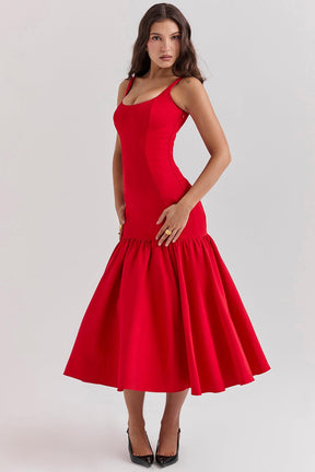 Vestido Midi com Babado Vivella Magda - GOLDEN ERA