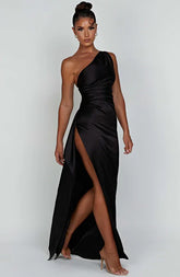Vestido Longo de Cetim Vivella  Avery