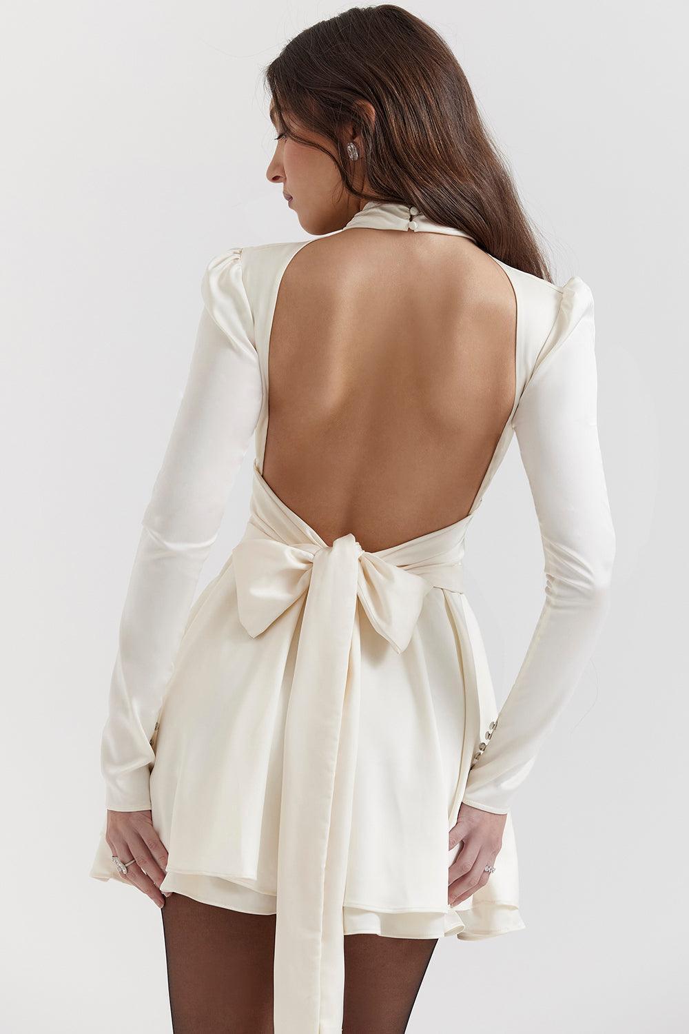 Vestido Curto Branco Aberto nas Costas Vivella Charlotte - GOLDEN ERA
