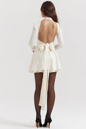 Vestido Curto Branco Aberto nas Costas Vivella Charlotte - GOLDEN ERA