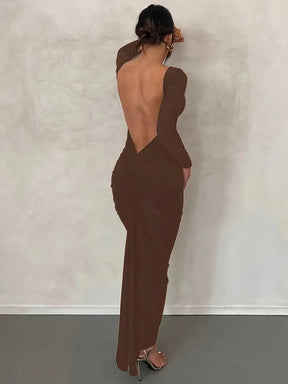 Vestido Manga Longa Costas Aberta Empina Bumbum Vivella Natalie