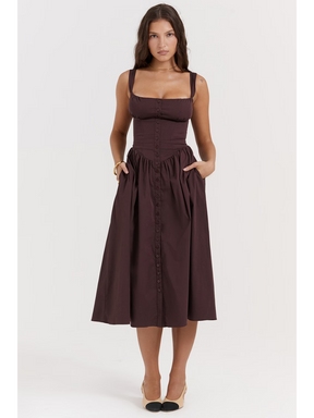 Vestido Midi Estruturado e Forrado Vivella Cherry - GOLDEN ERA