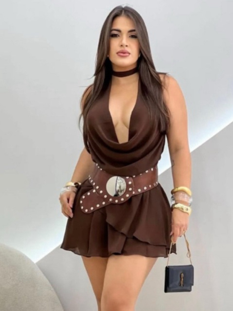 Vestido Curto Frente Única com Babado Vivella Diana