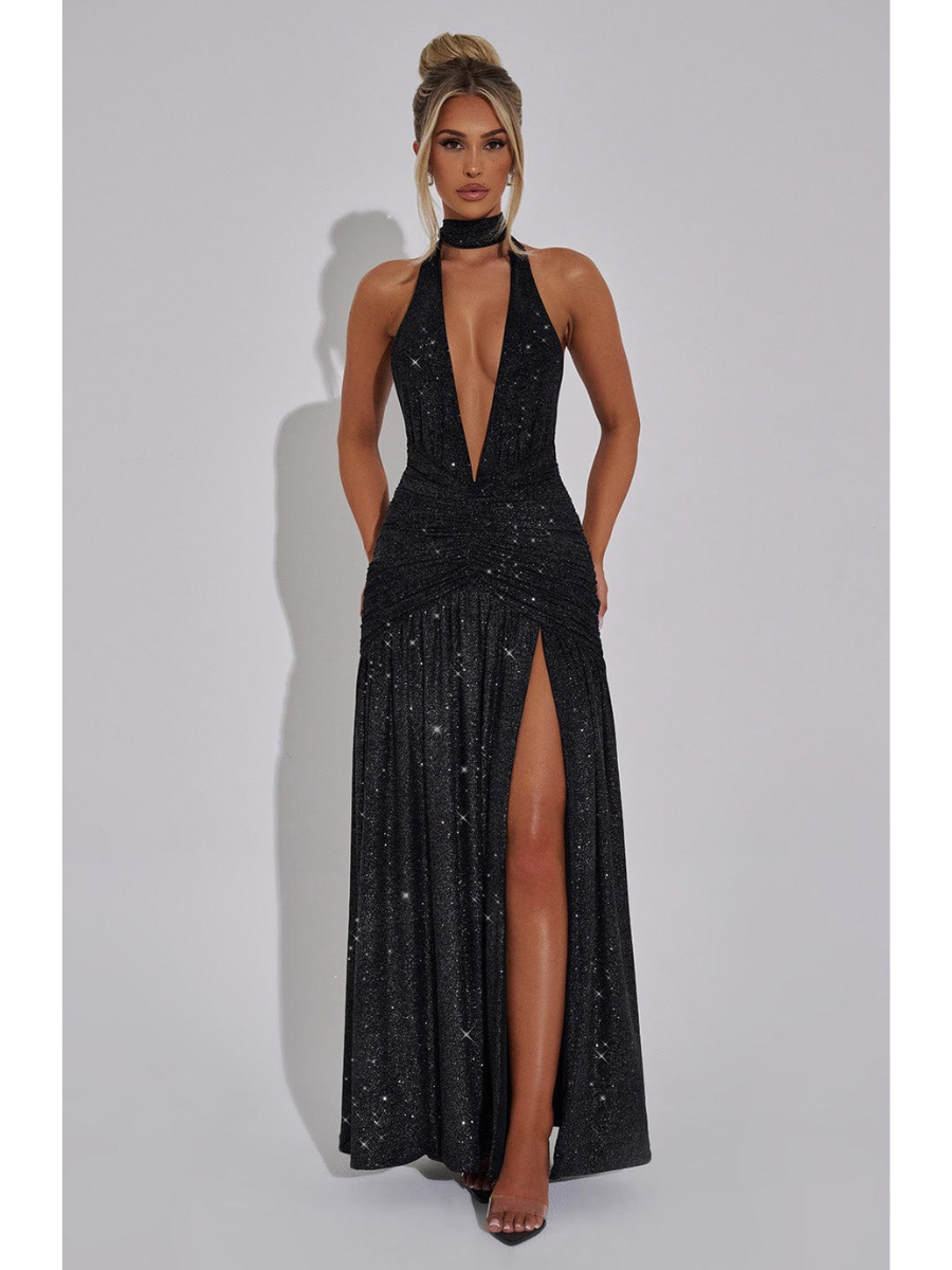 Vestido Longo com Fenda Vivella Coven