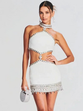 Vestido Curto com Pedrarias Vivella Cristal - Alta Elasticidade