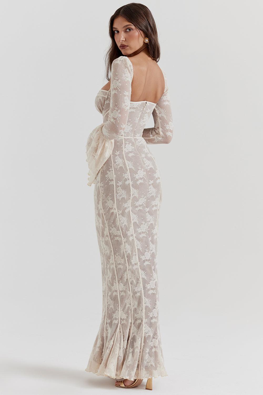 Vestido Longo de Tule Rendado Vivella Elise - GOLDEN ERA