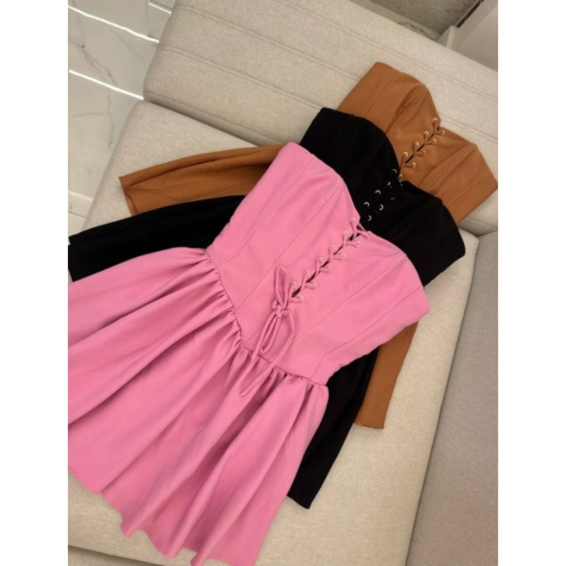 Vestido Curto Corset com Amarrações Vivella Yasmin