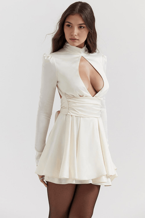 Vestido Curto Branco Aberto nas Costas Vivella Charlotte - GOLDEN ERA