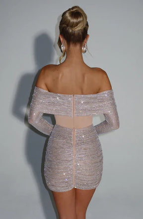 Vestido Curto Manga Longa Brilhante Vivella Siren