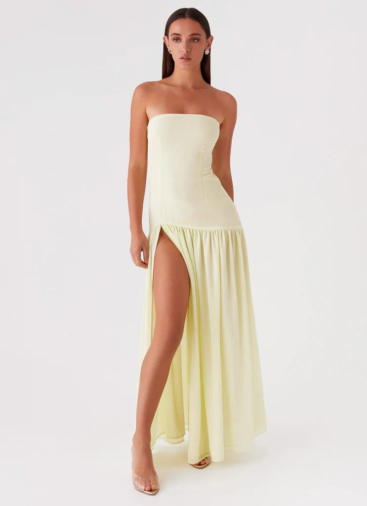 Vestido Longo Tomara que Caia  Com Fenda Vivella Eden