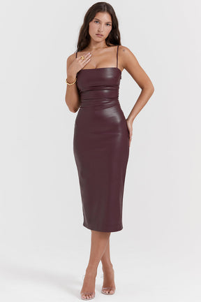 Vestido Midi de Couro Justo Vivella Jamile - GOLDEN ERA