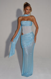 Vestido Longo Sem Alças Brilhante Vivella Siren