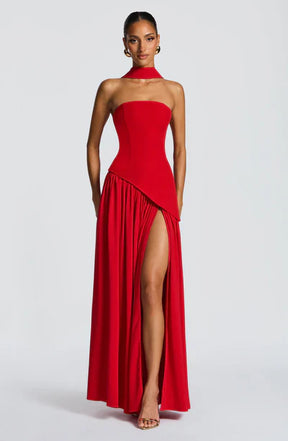 Vestido Longo Sem Alças Elegante Vivella Mya