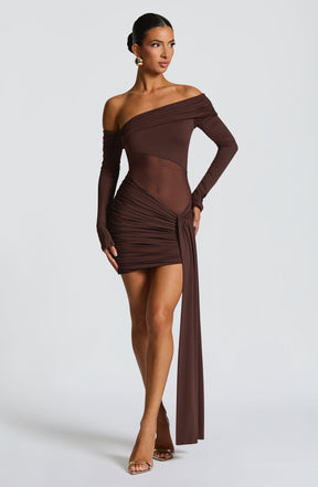 Vestido Manga Longa com Transparência na Cintura Vivella Líria