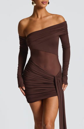 Vestido Manga Longa com Transparência na Cintura Vivella Líria