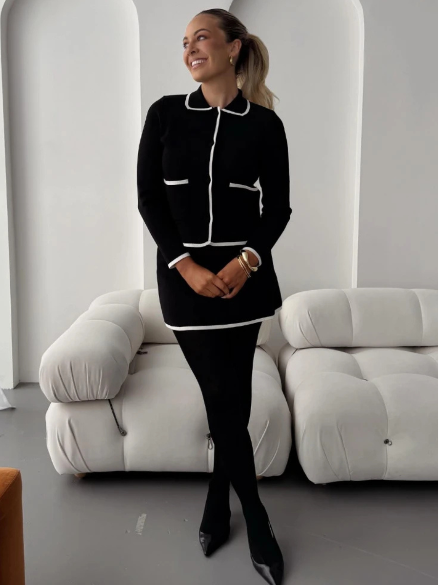 Conjunto Casaco Cardigan e Saia Curta Vivella Louise