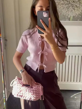 Blusa Tricô Manga Curta Vivella Elodie