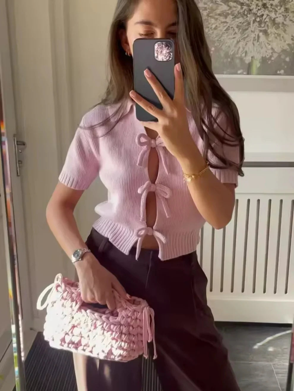Blusa Tricô Manga Curta Vivella Elodie