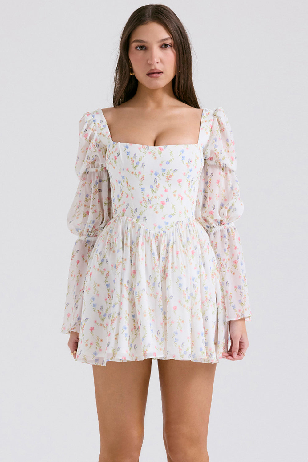 Vestido Curto Bufante Modelador Floral Vivella Veronica - GOLDEN ERA