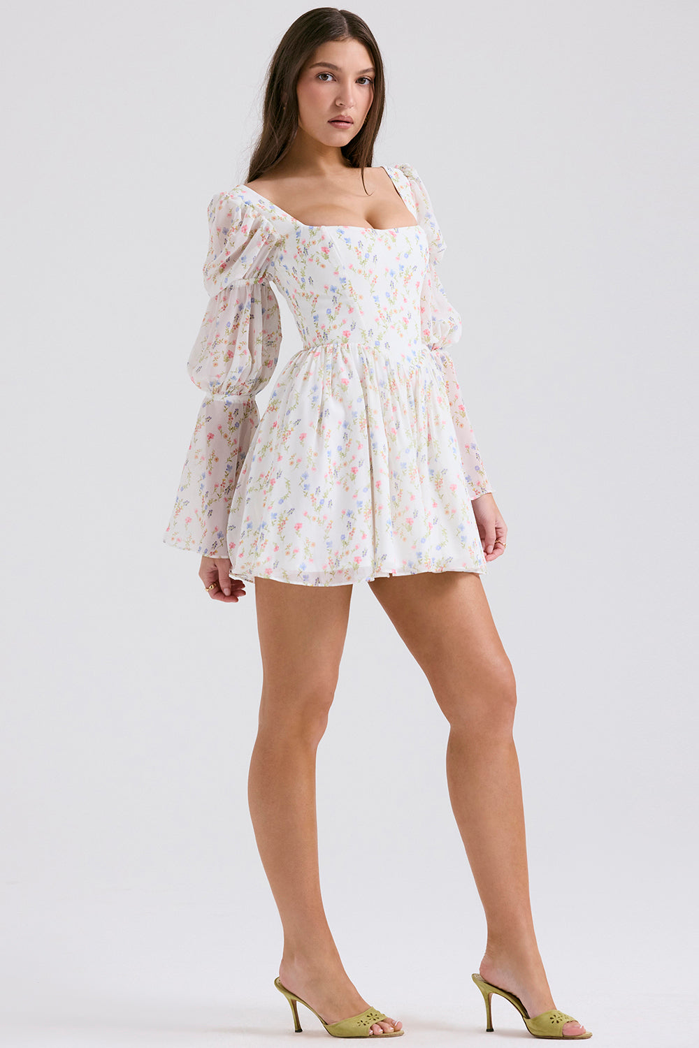 Vestido Curto Bufante Modelador Floral Vivella Veronica - GOLDEN ERA