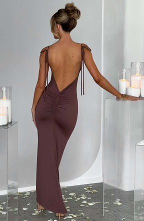 Vestido Longo Costas Aberta Vivella Sanya Marrom