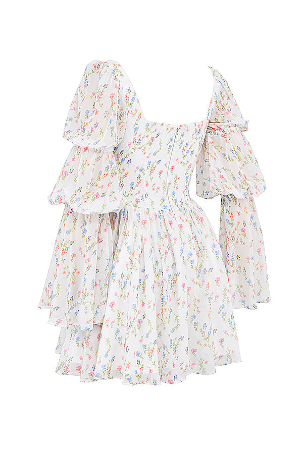 Vestido Curto Bufante Modelador Floral Vivella Veronica - GOLDEN ERA