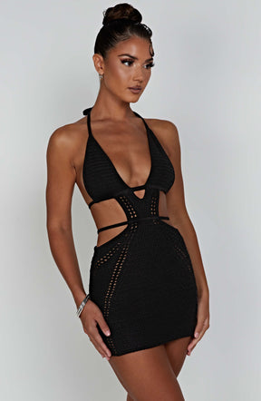 Vestido Curto Crochê Preto Premium Vivella Arabella - OÁSIS