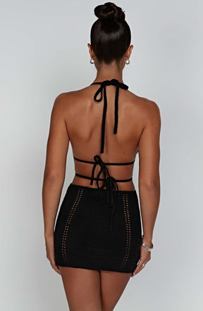 Vestido Curto Crochê Preto Premium Vivella Arabella - OÁSIS