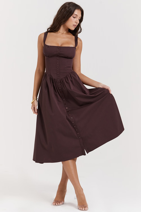 Vestido Midi Estruturado e Forrado Vivella Cherry - GOLDEN ERA