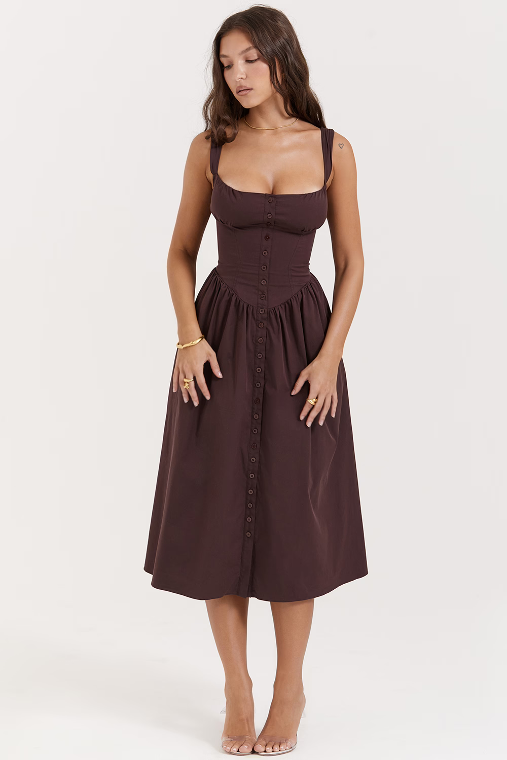 Vestido Midi Estruturado e Forrado Vivella Cherry - GOLDEN ERA
